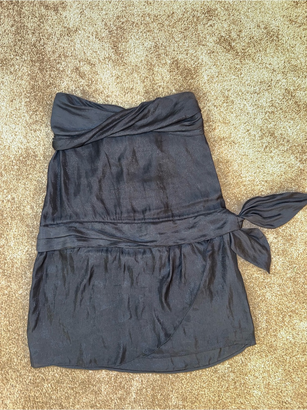 IRO Paris Black Strapless Tie-Side Satin Mini Dress